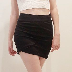 Helmut Lang Asymmetrical Mini Skirt Faux Wrap Body Con Black